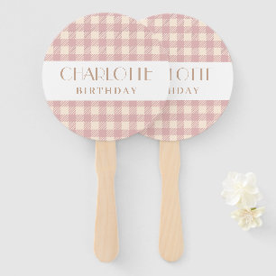 Éventail Élégant rose pastel doux en vichy carré