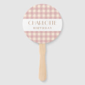 Éventail Élégant rose pastel doux en vichy carré (Devant)