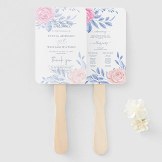 Éventail Élégant Rose Rose Bleu minimaliste programme de ma
