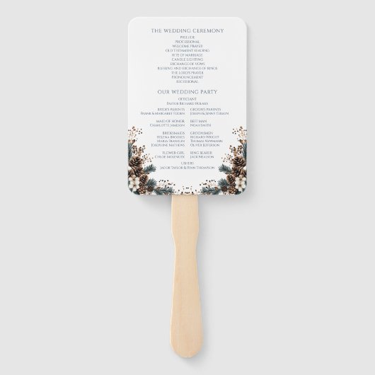 Éventail Élégant Rustique Floral Pinecones Programme de mar (Dos)