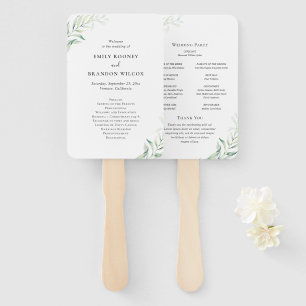 Éventail Elégant Sage Eucalyptus Programme de mariage vert