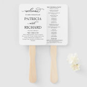 Éventail Élégant Script Black and White Wedding Programme (Devant et derrière)