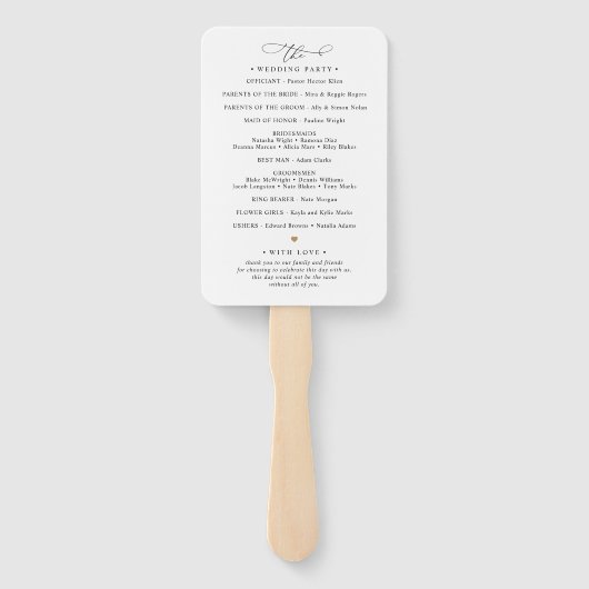 Éventail Élégant Script Black and White Wedding Programme (Dos)