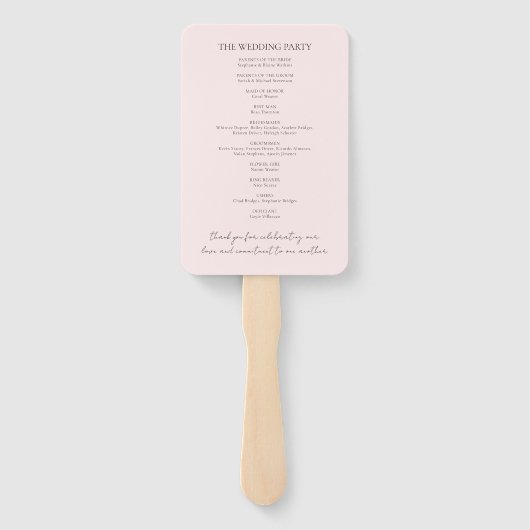 Éventail Élégant Script Blush Pink Photo Wedding Programme (Dos)