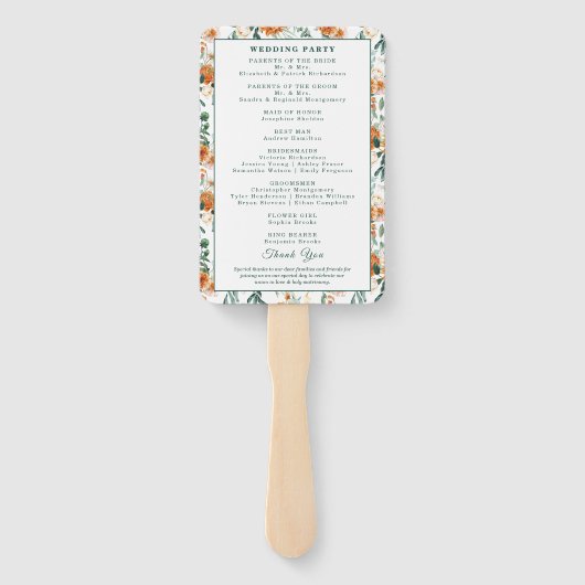 Éventail Élégant Script de verdure Floral Mariage Cérémonie (Dos)