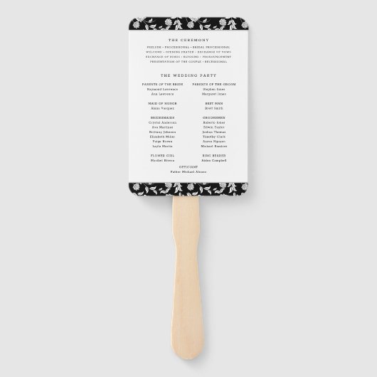 Éventail Élégant Script Floral Wedding Programme Ventilateu (Dos)