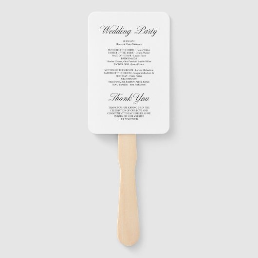 Éventail Élégant Script Formal White Wedding Programme (Dos)