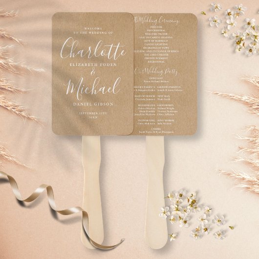 Éventail Élégant script moderne Rustique Kraft Wedding Prog