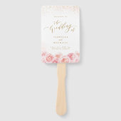 Éventail Élégant script or & programme de mariage floral bl (Devant)