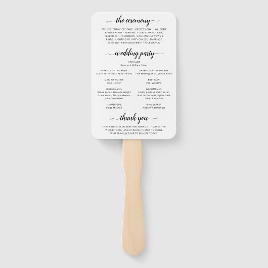 Éventail Élégant Script Photo Programme de mariage moderne (Dos)