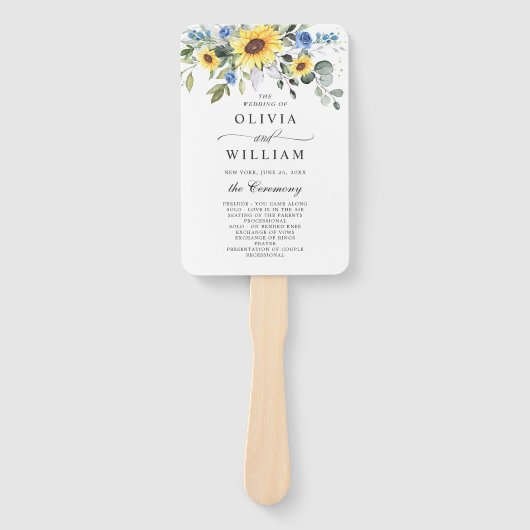 Éventail Elégant Sunflower Eucalyptus Chic Wedding Programm (Devant)