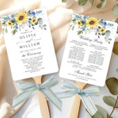 Éventail Elégant Sunflower Eucalyptus Chic Wedding Programm