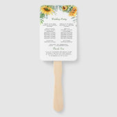 Éventail Élégant Sunflower Eucalyptus Programme de mariage (Dos)