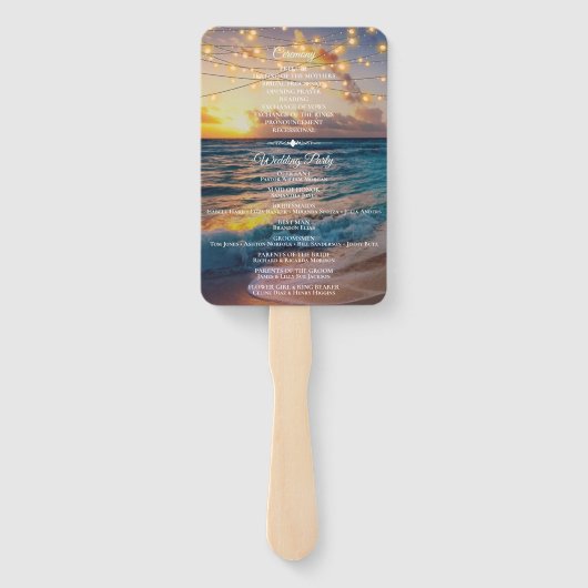 Éventail Élégant Sunset Beach Summer Wedding Programme (Dos)