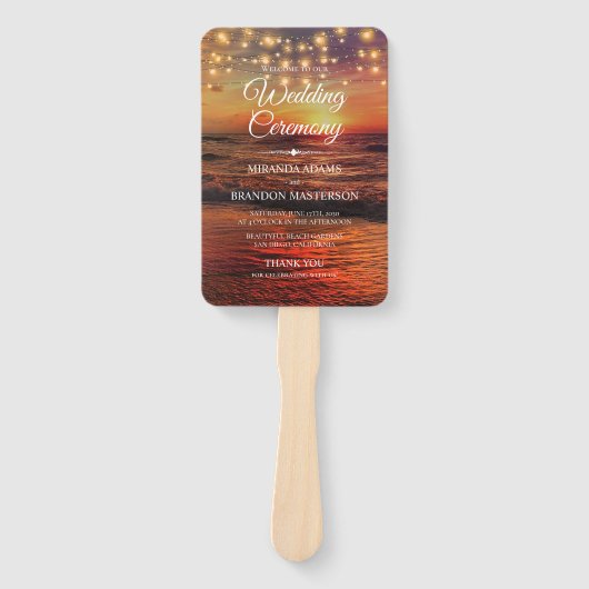 Éventail Élégant Sunset Beach Summer Wedding Programme (Devant)
