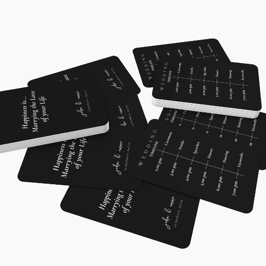 Éventail Elégant thème Mariage noir et blanc