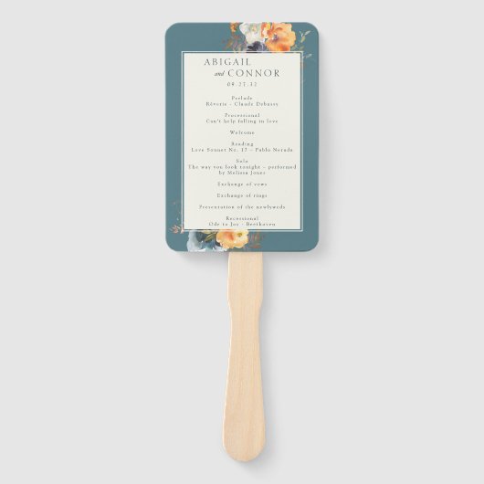 Éventail Élégant Turquoise Terracotta Marine Boho Floral Pr (Devant)