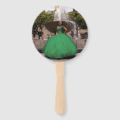 Éventail Élégant vert émeraude | Diamond Crown Quinceañera (Dos)