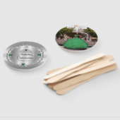 Éventail Élégant vert émeraude | Diamond Crown Quinceañera (Non-assemblé)