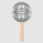 Éventail Élégant vert émeraude | Diamond Crown Quinceañera (Devant)