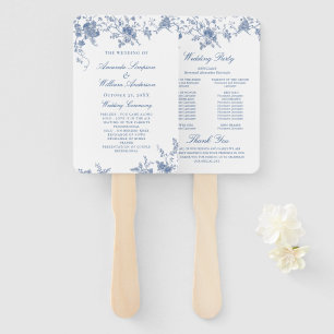 Éventail Élégant Victorian Blue Floral Wedding Programme