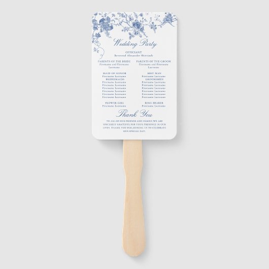 Éventail Élégant Victorian Blue Floral Wedding Programme (Dos)