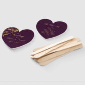 Éventail Élégant violet or Floral Damask Script Mariage (Non-assemblé)