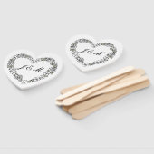 Éventail Elegant White and Black Script Wedding Fan (Non-assemblé)