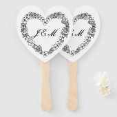 Éventail Elegant White and Black Script Wedding Fan (Devant et derrière)