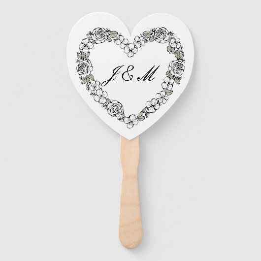 Éventail Elegant White and Black Script Wedding Fan (Devant)