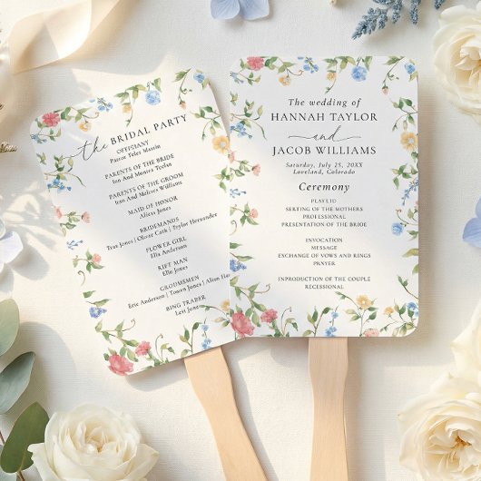 Éventail Elegant Wildflower Meadow Wedding Program