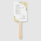 Éventail Elegant Yellow Wedding Program Hand Fan (Dos)