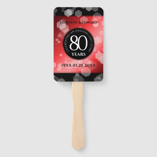 Éventail Elégante 80ème anniversaire du Mariage de Ruby (Dos)