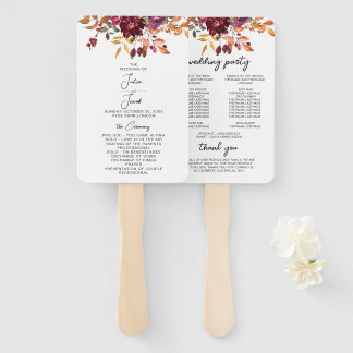 Éventail Elégante aquarelle d'automne Mariage Floral