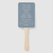 Éventail Elégante aquarelle Dusty Blue Wedding Programme (Dos)