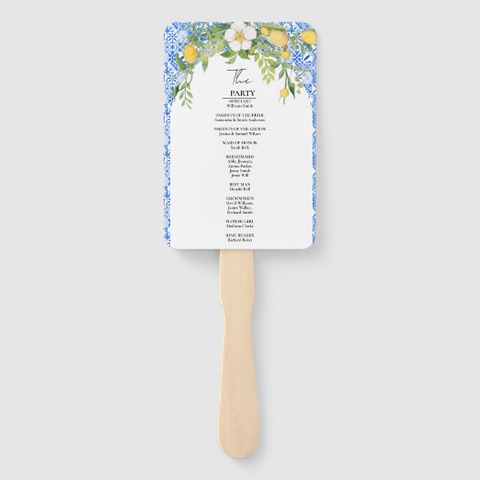 Éventail Elégante Carte du programme de mariage bleu médite (Dos)