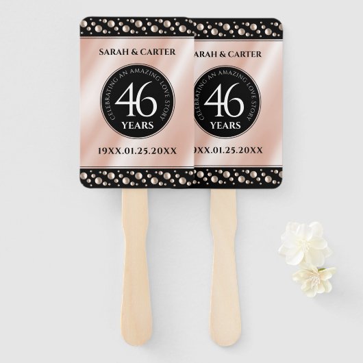 Éventail Élégante célébration du 46e anniversaire du Mariag (Devant et derrière)