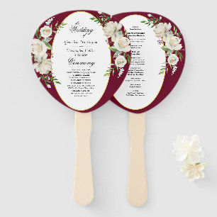 Éventail Élégante cérémonie de Mariage floral Boho Burgundy