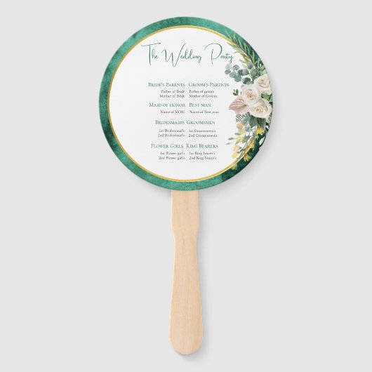 Éventail Élégante cérémonie Mariage Emerald Green Roses Bla (Dos)