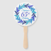 Éventail Élégante couronne bleue 65e anniversaire (Dos)