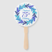 Éventail Élégante couronne bleue 75e anniversaire (Dos)