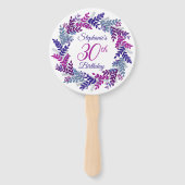 Éventail Élégante couronne violette rose 30e anniversaire (Dos)