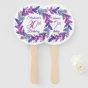 Éventail Élégante couronne violette rose 30e anniversaire