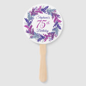 Éventail Élégante couronne violette rose 75e anniversaire (Devant)