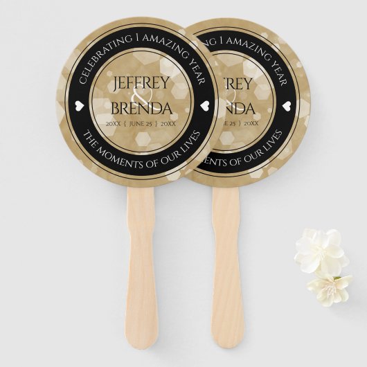 Éventail Élégante fête du 1er anniversaire du Mariage de pa (Devant et derrière)