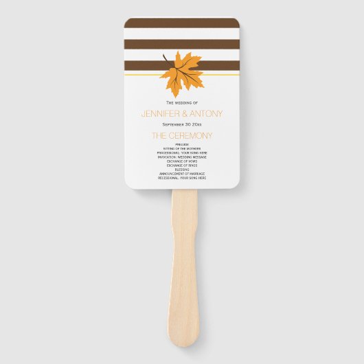 Éventail Élégante feuille d'érable, rayures programme maria (Devant)