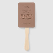 Éventail Elégante Mocha Mousse simple avec Mariage Monogram (Devant)