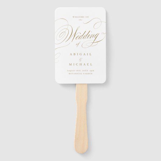 Éventail Élégante or classique calligraphie programmes de m (Devant)