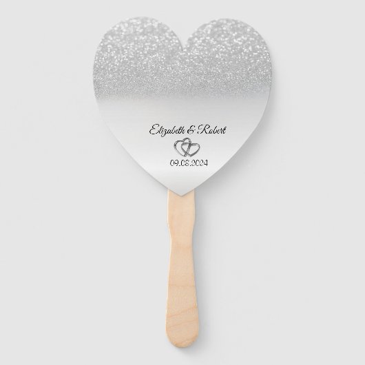 Éventail Elégante Parties scintillant Argent Bokeh (Devant)