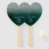 Éventail Elégante Parties scintillant verte Bokeh Green (Devant et derrière)